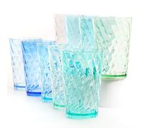 Youngever 9 Confezioni 600ML Tumbler Acqua in Plastica, Bicchiere Acqua, Bicchieri di Plastica Riutilizzabili, Bicchieri infrangibili, Bicchieri di Plastica (Twist)