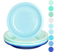 Youngever 9 Pacchi 20cm Piatti di Plastica, Formato Bambino Piccolo, Piatti per Bambini, Piatti per Bambini, Piatti per Spuntini, Cassaforte a Microonde, Lavabile in Lavastoviglie (Della Costa)