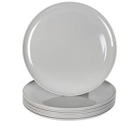 Youngever 9 Pacchi Grandi Piatti di Plastica 25cm, Piatti da Tavola (Grey)