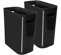 Youngever Confezione da 2 bidoni della spazzatura sottili da 10 l, riutilizzabili, in plastica, con manici, per casa, ufficio, soggiorno, studio, cucina, bagno (nero)