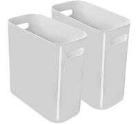 Youngever Confezione da 2 bidoni della spazzatura sottili da 10 l, riutilizzabili, in plastica, con manici, per casa, ufficio, soggiorno, studio, cucina, bagno (grigio)