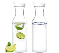 Youngever Confezione da 2 caraffe in plastica da 1,5 l, riutilizzabili, trasparenti, contenitori per bevande con coperchio