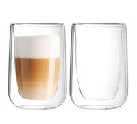 Youngever Confezione da 2 tazze da caffè in vetro da 450 ml, a doppia parete, termoisolanti, tazze da caffè in vetro (450 ml)