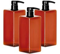 Youngever Confezione da 3 flaconi a pompa ambrata per shampoo da 1000 ml (1 litro), multiuso, con pompe bloccabili
