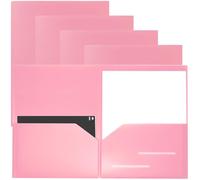 Youngever Confezione da 6 cartelle in plastica resistente a due tasche, in plastica resistente, con 2 tasche (rosa)