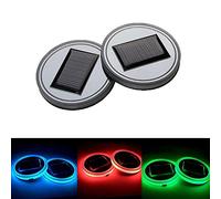 Youngine 2 Pack solare LED Car Holder tappetino pad Impermeabile bottiglia Bevande Coaster Luce incorporata e sensore di vibrazione Auto Decorazione Lampada Luce (Colorato)