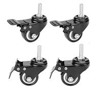 Youngine 4 Pezzi, Locking 1.5" Ruota Girevole con Attacco Stelo ruotabile Ruota Girevole in Poliuretano e Freno per Carrello, carrelli, mobili, Carrello, banco da Lavoro (M10 Stelo Filettato-1.5")