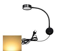 Youngine Lampada da lettura 5W, Collo di cigno flessibile Lampada da lettura 5W con interruttore On/Off, Applique da parete con luce d'accento Art Works Show, 3000K (Nero - Bianco caldo)