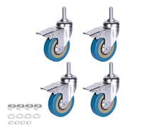 Youngine Ruote girevoli da 4 pezzi Ruote girevoli per impieghi gravosi con freni, Ruote doppie bloccanti per rimorchi industriali, Mobili per la casa, Mobili da ufficio (Stelo M10 a 3 pollici)