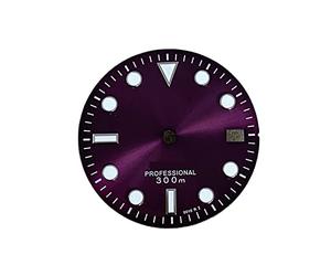 Youngran Modello Sun Single Calendar 29mm Guarda quadrante quadrante viola compatibile for NH35A / NH36. Movimento con verde luminoso leisurely
