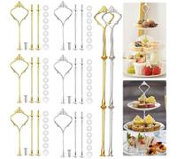 YOUNGSAY 4 Pezzi Supporto per Vassoi Torte Alzata, Supporto 2 o 3 Piani Vintage, Metallo per Dolci, Biscotti, Caramelle