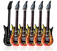 YOUNGSAY 6 Pezzi Chitarra Gonfiabile, 90cm Fiamma Chitarra Gonfiabile Rock, Freddo Chitarra Elettrica Bambini Gonfiabile per Carnevale/Festa a Tema/Carnevali