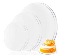 YOUNGSAY 6 sottobicchieri rotondi trasparenti, 10/15/20 cm, acrilico, con 6 raschietti, non adesivo, per servire torte