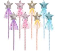 YOUNGSAY 8 Pezzi Bacchetta Magica Bambina con Stella, Carino Bacchetta Magica Stella Bambina, Lucido Bacchetta Magica a Stella per Festa di Compleanno e Cosplay (4 Colori)