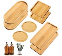 YOUNGSAY 8 Pezzi Vassoio Piccolo Bambu, Naturale Mini Vassoio Bamboo, Fatto a Mano Vassoio Piccolo Bamboo, Per Servire Dolci o Piante in Vaso (4 Forme)