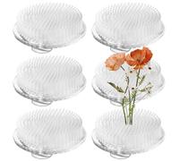 YOUNGSAY Kenzan, 6 pezzi, 7 cm, rotondi, riccio Ikebana, in plastica, trasparente, Ikebana Kenzan, con 3 ventose, set per fiori fai da te