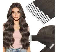 YoungSee Extension adesive in capelli veri, castano cenere invisibili, per capelli corti e lisci, 30 cm, 30 g, 20 pezzi, 1C