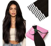 YoungSee Extension adesive per capelli veri, castani, capelli veri, colore marrone scuro, invisibili, extension per capelli, capelli veri, Remy, lisci, per donna, 35 cm, 50 g