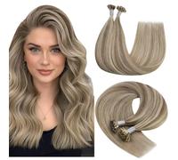 YoungSee Extension Cheratina Capelli Veri 50 cm U Tip Extension Human Hair Highlights Marrone Chiaro Misto Bionda Platino Nail Tips Extension Keratin Capelli #P8/60 50g/50s
