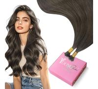 YoungSee Extension con nanoring in capelli veri, castano cenere e leggere | Extension con nanoring di colore marrone, 45 cm, capelli veri Remy, leggere al tatto, senza colla, facili da pulire, 50 g
