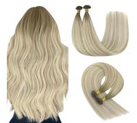 YoungSee Extension in capelli veri, biondi, biondi, biondo cenere, biondo platino, extension per capelli lisce, biondo biondo cenere, extension per capelli lisce, biondi, biondi, 35 cm, 50 g, Sun