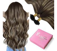 YoungSee Extension per extension con capelli umani, colore marrone, biondo scuro Ombre, biondo cenere a U Tip Hair Extension Cheratina Bonding Extension Remy, capelli lisci, 40 cm, 50 g, 4/18/4