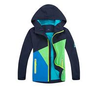 YoungSoul Giacca a Vento Bambino Color Block, Giacca Impermeabile Ragazzo con Cappuccio - Giacca Antivento Antipioggia, Azul oscuro, 6-7 anni/M