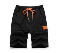 YoungSoul Pantaloncini Cargo Ragazzo Bermuda Bambino Elastico in Vita Pantaloni Corti Estivi con Fascia a Contrasto, Nero 2, 11-12 Anni