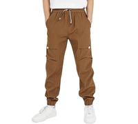 YOUNGSOUL Pantaloni cargo per ragazzi, impermeabili, per bambini, da trekking, per attività all'aria aperta, con elastico, marrone, 134-140 cm