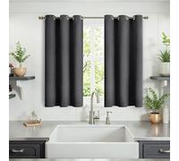 YoungsTex Tende oscuranti grigio scuro, lunghezza 101 cm, per finestre di cucina e bagno, isolamento termico con occhielli, tende oscuranti per camera da letto, 2 pannelli, 86 x 101 cm