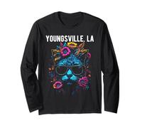 Youngsville LA Cat Indossa Occhiali da Sole e Fiori Design Maglia a Manica
