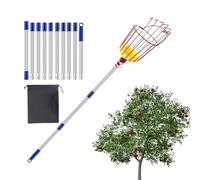 Youngwier Bastone per Raccolta Frutta, Raccoglitore di Mango con Asta telescopica allungabile e Cesto di Raccolta, Strumento Portatile per Giardino, Fattoria, frutteto, Arancione