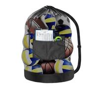 Youngwier Borsa a rete per giocattoli, con cordino, robusta per palloni da calcio, scuola, picnic, pallavolo,