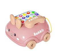 Youngwier Gioche per telefoni per bambini, telefono musicale per bambini | Fai finta il telefono tirare l'auto con le ruote | Bunny Style, Storytelling Fun, Musical Activity Toys, Cartoon Music Game