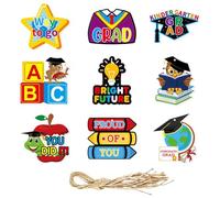 Youngwier Targhe Per La Fine Della Scuola Materna,9 Pezzi Tag Auguri Diploma | Decorazione Creativa Con Cordino Per Festa Di Fine Anno In Classe Scuola Materna
