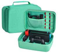Younik Custodia per NS Switch / Switch OLED Case da Viaggio Rigido Deluxe per Console Switch, Dock Switch, Cavo HDMI, Controller PRO e Carrello da 10 Giochi (green)
