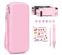 Younik Custodia Switch 2 Compatibile con NS Switch 2 (2025), Kit Accessori 15 in 1 Include Custodia con 19 Alloggiamenti per Schede di Gioco, Custodie Protettiva per Console & J-Con (Rosa)