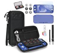 Younik Custodia Switch Lite, Bundle di Accessori Switch Lite 14 in 1, Custodia Protettiva Trasparente, Custodia per Carte di Gioco, 2 Proteggi Schermo, 6 Grip per il Pollice, Ciondolo, Nero