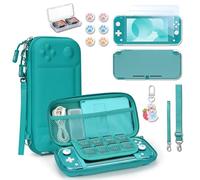 Younik Custodia Switch Lite, Bundle Switch Lite 14 in 1, Custodia Protettiva Trasparente, Custodia per Carte di Gioco, 2 Proteggi Schermo, 6 Grip per il Pollice, Ciondolo, Turchese