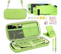 Younik Pacchetto Accessori Switch, kit Accessori 17 in 1 Include Custodia per Switch, Supporto Regolabile, Custodia Protettiva per Console Switch e J-Con(Verde)