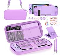 Younik Pacchetto Accessori Switch, kit Accessori 17 in 1 per Ragazze Include Custodia per Switch, Supporto Regolabile, Custodia Protettiva per Console Switch e J-Con (Viola)