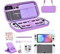 Younik Pacchetto Accessori Switch OLED, kit Accessori OLED 17 in 1 per Ragazze Include Custodia per Switch, Supporto Regolabile, Custodia Protettiva per Console Switch e J-Con (Viola)