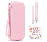 Younik Switch 2 Custodia Compatibile con NS Switch 2 (2025), Custodia con 19 Slot per Schede di Gioco, Accessori per Switch 2 Tracolla, Cinturino da Polso e Adesivi (Rosa)