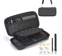 Younik Switch 2 Custodia Compatibile con NS Switch 2 (2025), Custodia con 19 Slot per Schede di Gioco, Accessori per Switch 2 Tracolla, Cinturino da Polso e Adesivi (Nera)