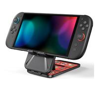 Younik Switch Supporto, Supporto per Switch 2/NS Switch/Switch OLED/Switch Lite, Pieghevole, Antiscivolo, Regolabile con 3 Altezze, Conservazione per 4 Schede SD, 9 Schede di Gioco (Nero)