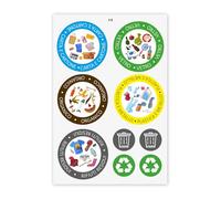 younikat 9 Adesivi per Raccolta Differenziata Rotondi I Etichette per Contenitori Rifiuti in Italiano I riciclaggio I set di adesivi I resistenti a graffi e intemperie I you0014