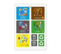 younikat 9 adesivi quadrati per bidoni in italiano per la raccolta differenziata I riciclaggio I set di adesivi I per Contenitori Rifiuti I you0016