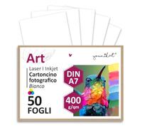 younikat Cartoncini Bristol Bianchi A7, 50 Pezzi, 400 g/m² - dv1005