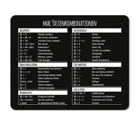 younikat Mousepad con combinazioni di tasti MAC I 24 x 19 cm I Mousepad di dimensioni standard, antiscivolo I Panoramica scorciatoie I dv675