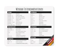 younikat Mousepad con combinazioni di tasti Windows I 24 x 19 cm I Mousepad di dimensione standard, antiscivolo I Scorciatoie da tastiera I Comandi I Panoramica dei shortcuts I dv324